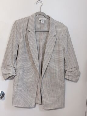 Rachel Zoe Neutral Plaid Lightweight Blazer in Beige and Cream